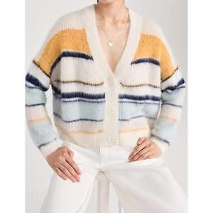 NEW BA&SH bity v-neck stripe cardigan in bleu